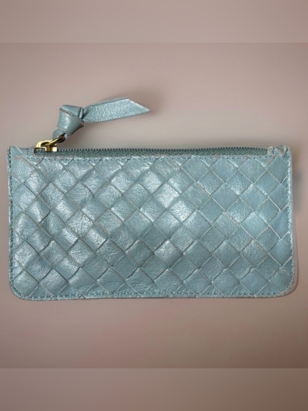Bottega Veneta Limited Edition Intrecciato Celeste Sky Woven Leather Coin Pouch